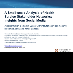 Webinar - Analysis of Health Service Stakeholder Networks: Insights from Social Media