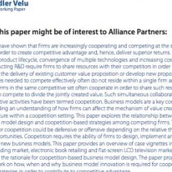 July Paper on 'Coopetition and Business Models' by Chander Velu