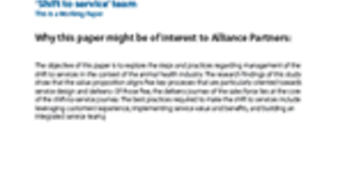 Making and Sustaining the Shift to Services in the Animal Health Industry