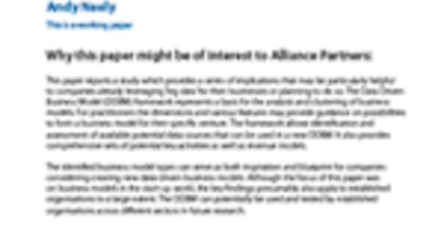 A Taxonomy of Data-driven Business Models used by Start-up Firms