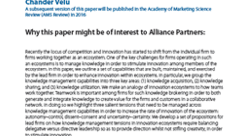 Knowledge Management Capabilities of Lead Firms in Innovation Ecosystems