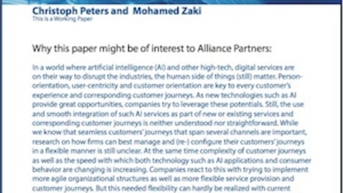 June paper on 'Modular Service Structures for the Successful Design of Flexible Customer Journeys for AI Services and Business Models – Orchestration and Interplay of Services'