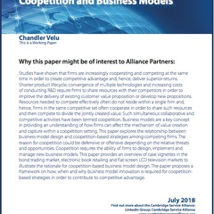 July Paper on 'Coopetition and Business Models' by Chander Velu