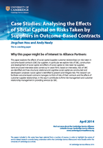 Effects of Social Capital on Risks Taken by Suppliers in Outcome-Based Contracts